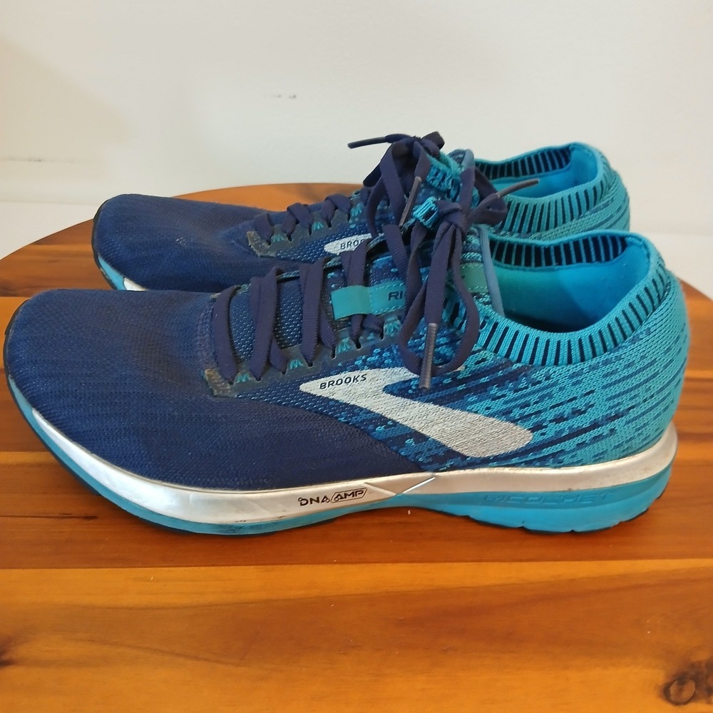 Brooks Ricochet Womens‎ 8.5 Navy Teal Running Shoes Sneakers 1202821B482